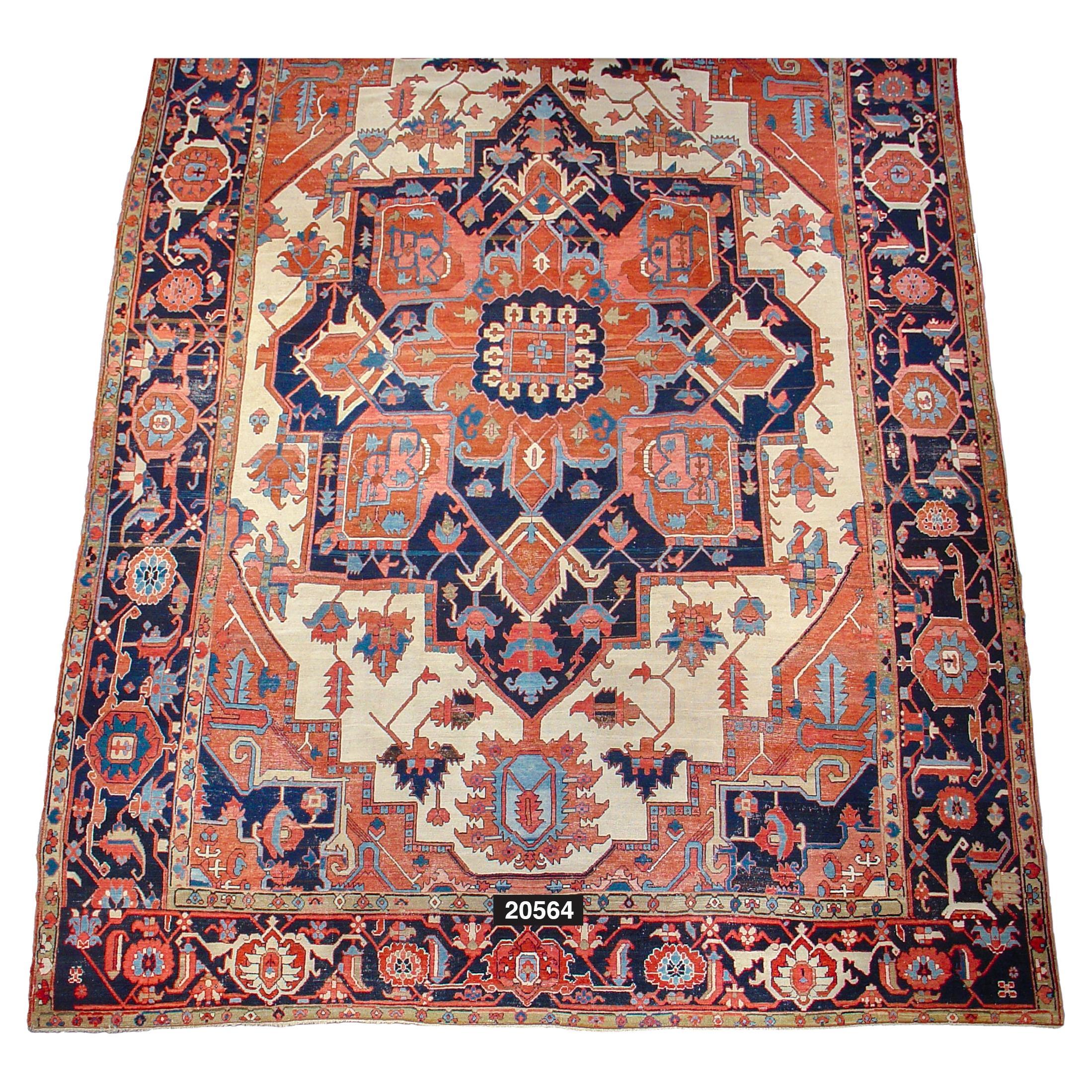 Antique Persian Serapi Rug, Late 19th Century For Sale