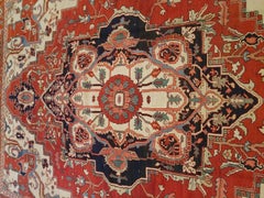 Antique Persian Serapi Rug, Red-Rust Field, Wool, 1890