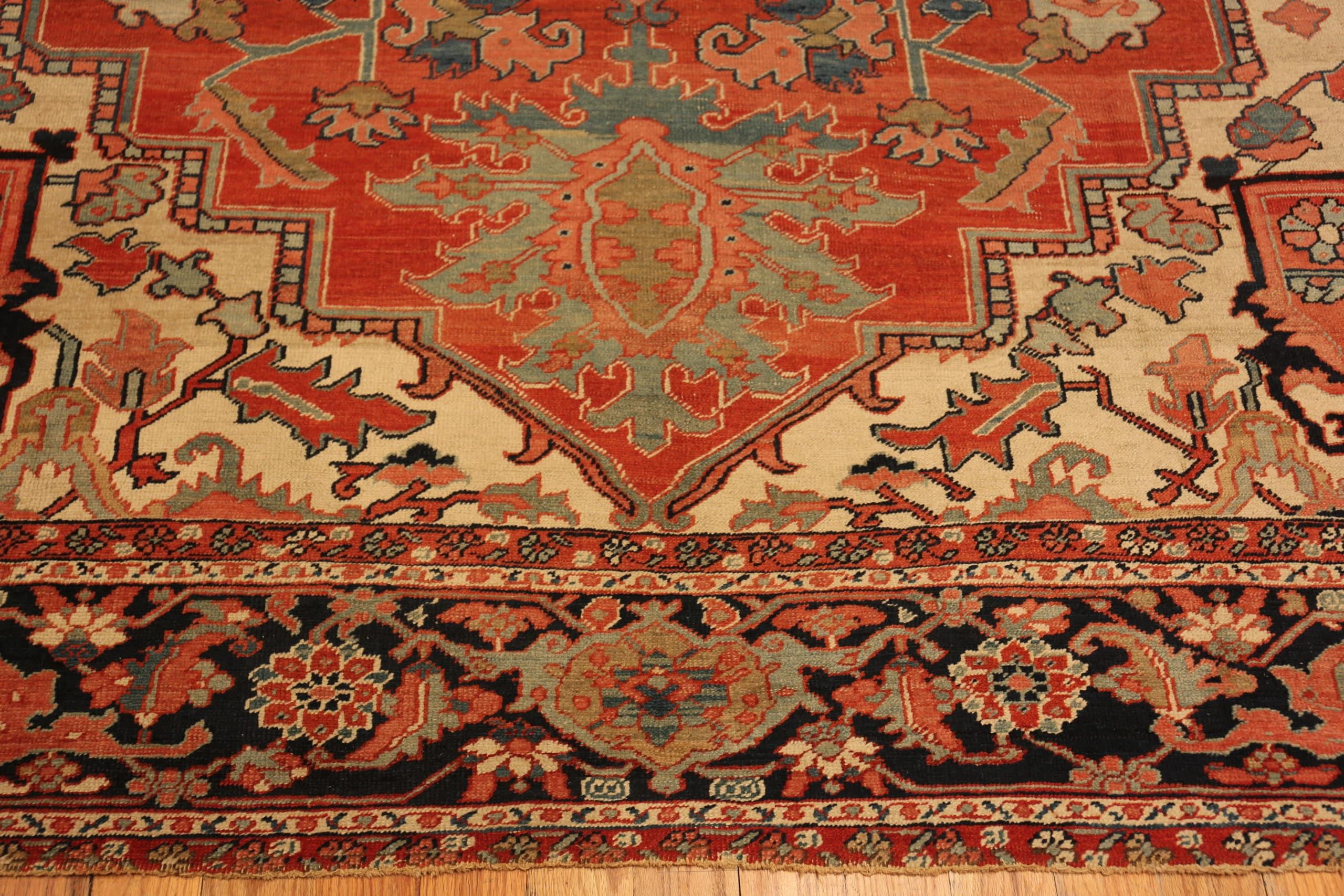 Antique Persian Serapi Rug, Country of origin: Persia, Circa date: 1900. Size: 10 ft 4 in x 13 ft 2 in (3.14 m x 4.01 m).

 