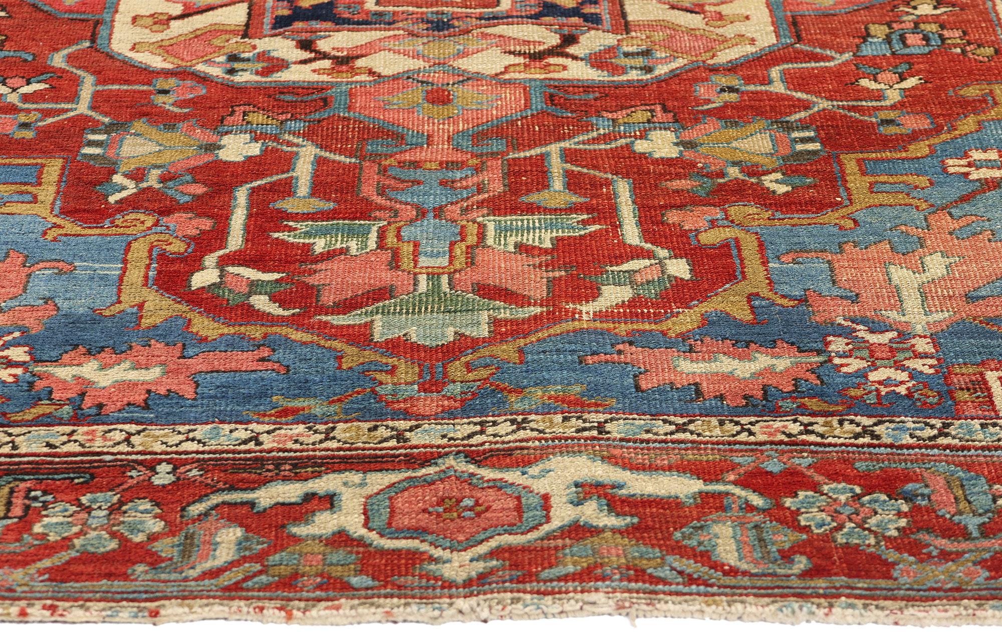 Hand-Knotted Antique Persian Serapi Rug, Timeless Elegance Meets Modern Style For Sale