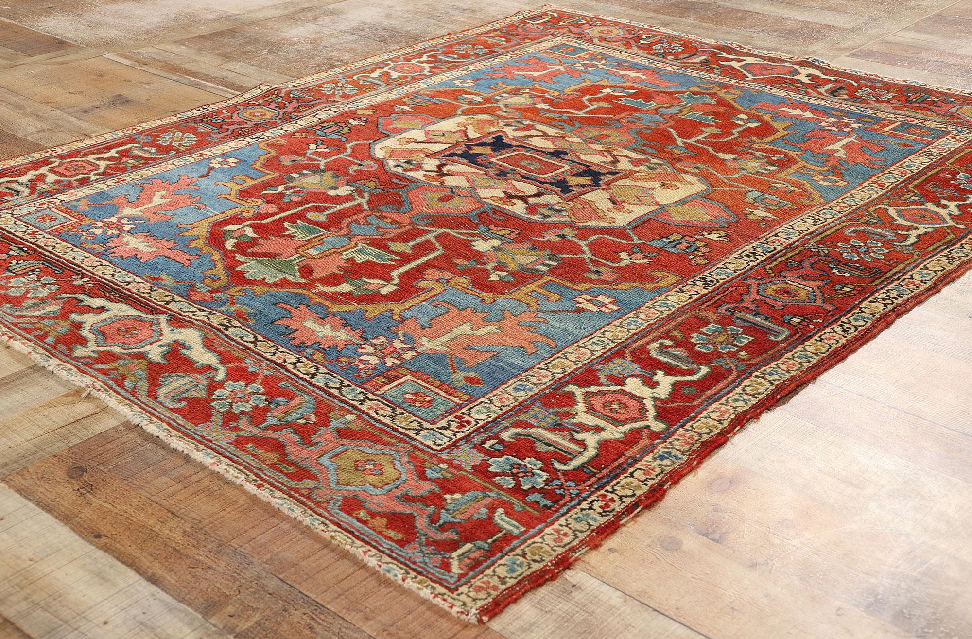 Wool Antique Persian Serapi Rug, Timeless Elegance Meets Modern Style For Sale