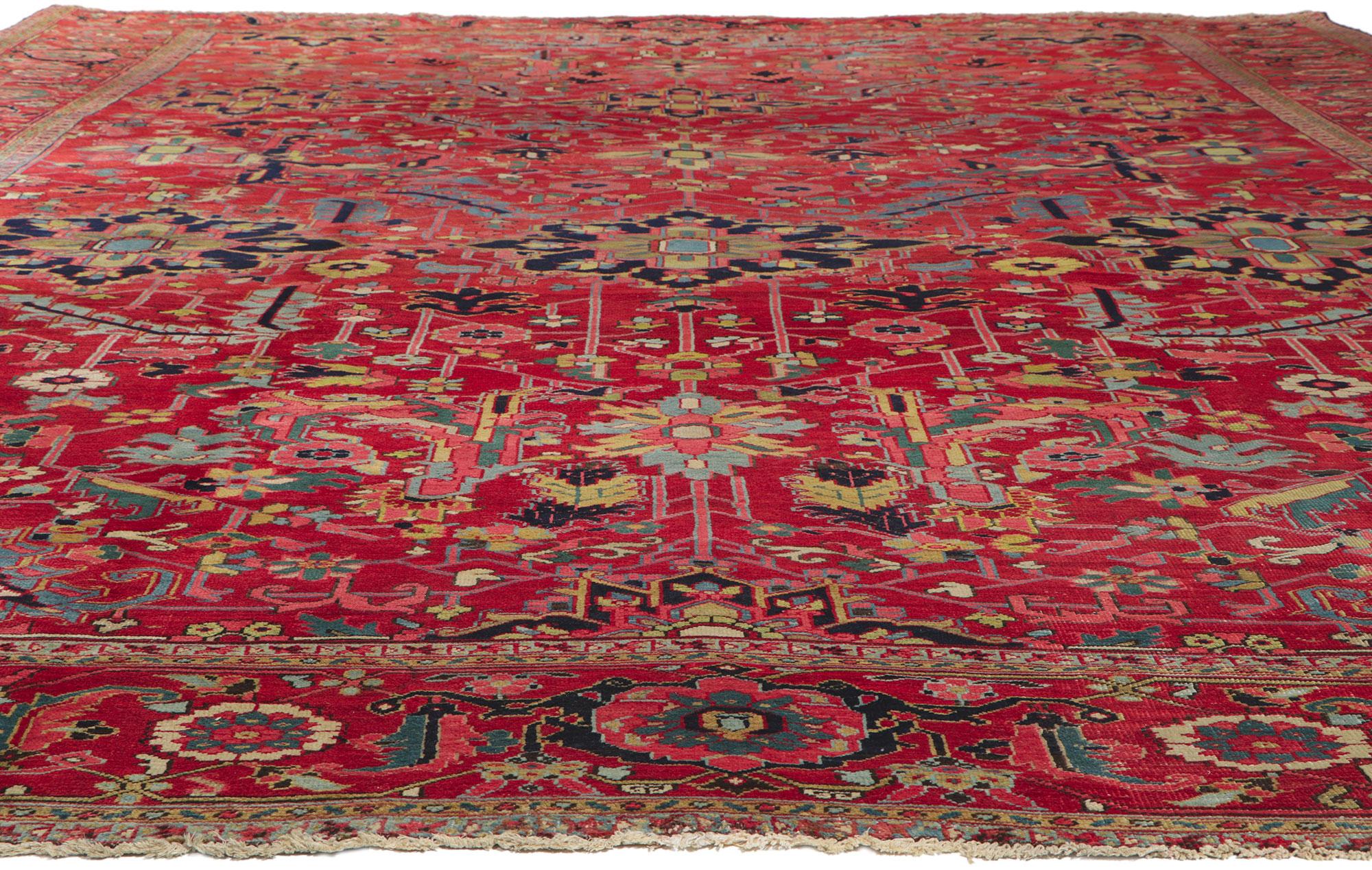 Hand-Knotted Antique Persian Serapi Rug with Allover Design For Sale