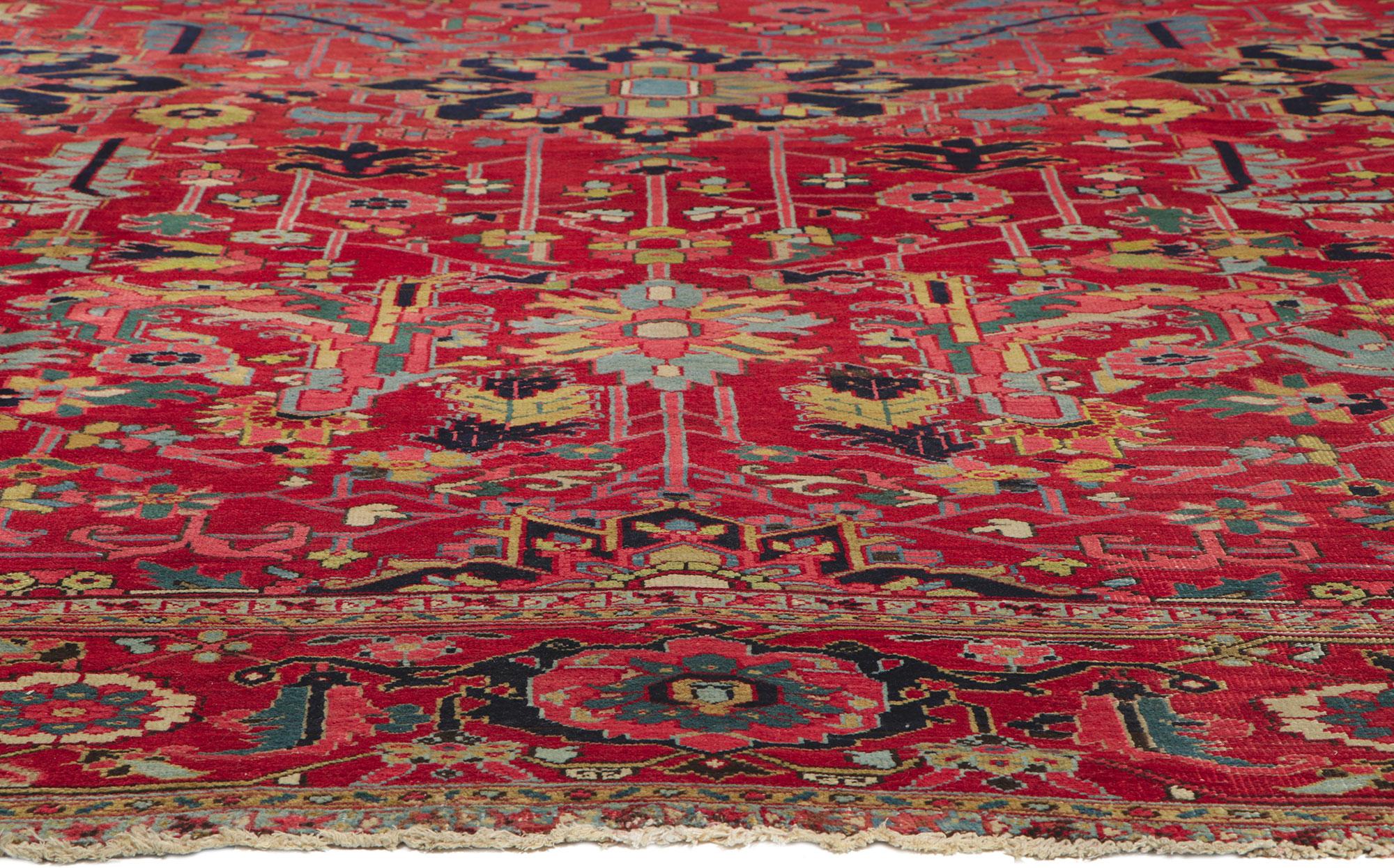 Wool Antique Persian Serapi Rug with Allover Design For Sale