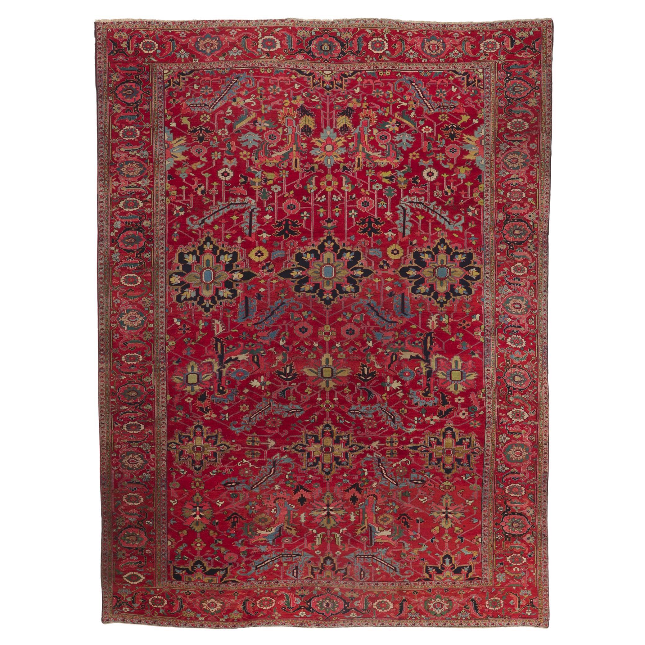 Antique Persian Serapi Rug with Allover Design For Sale