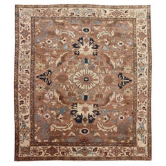 Antique Persian Serapi Rug with Grand Medallion and Expansive Botanical Design