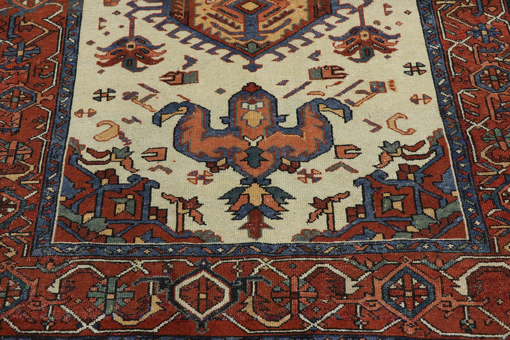 Hand-Knotted Antique Persian Serapi Rug with Modern Tribal Style For Sale