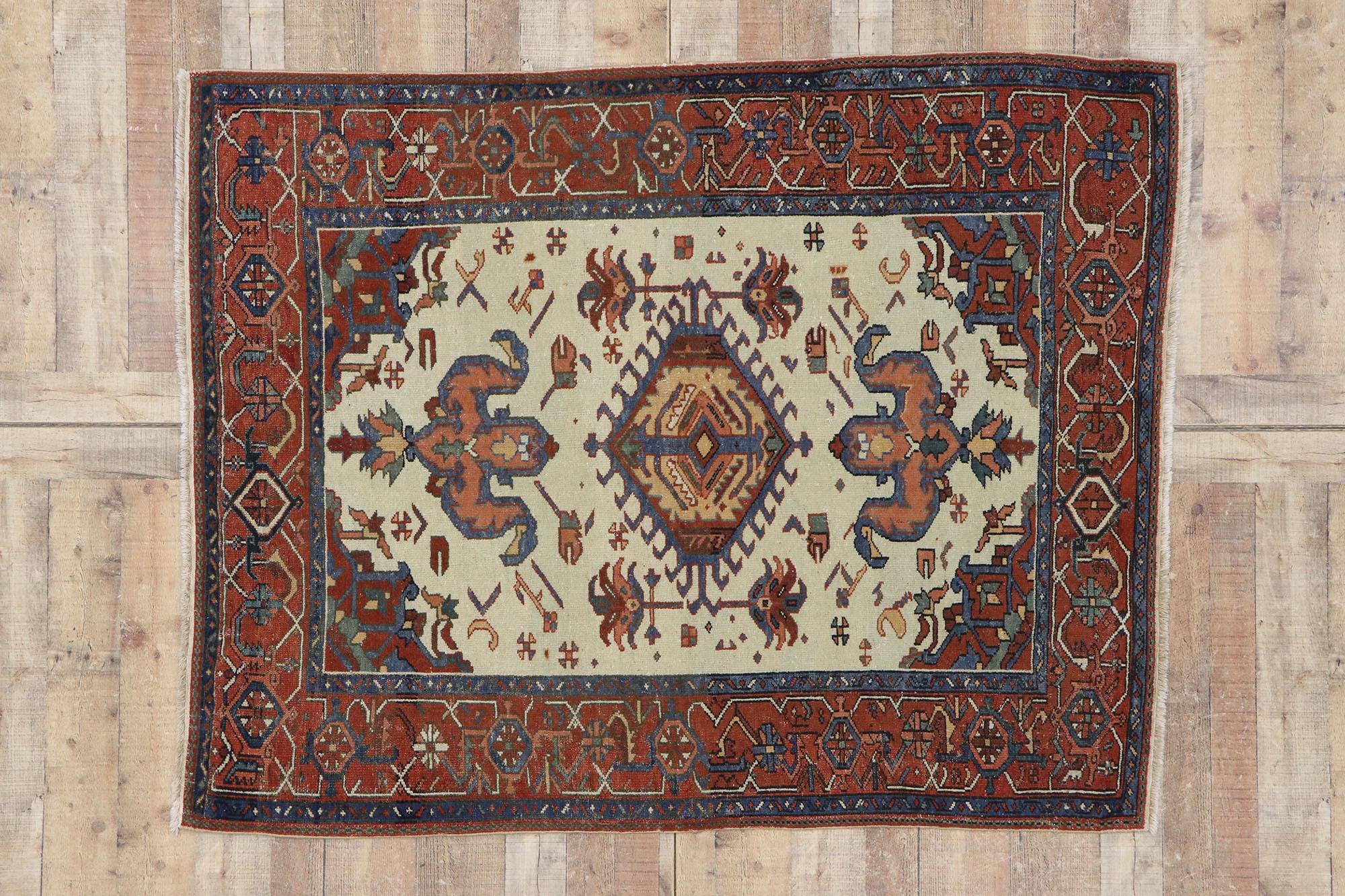 Antique Persian Serapi Rug with Modern Tribal Style For Sale 1