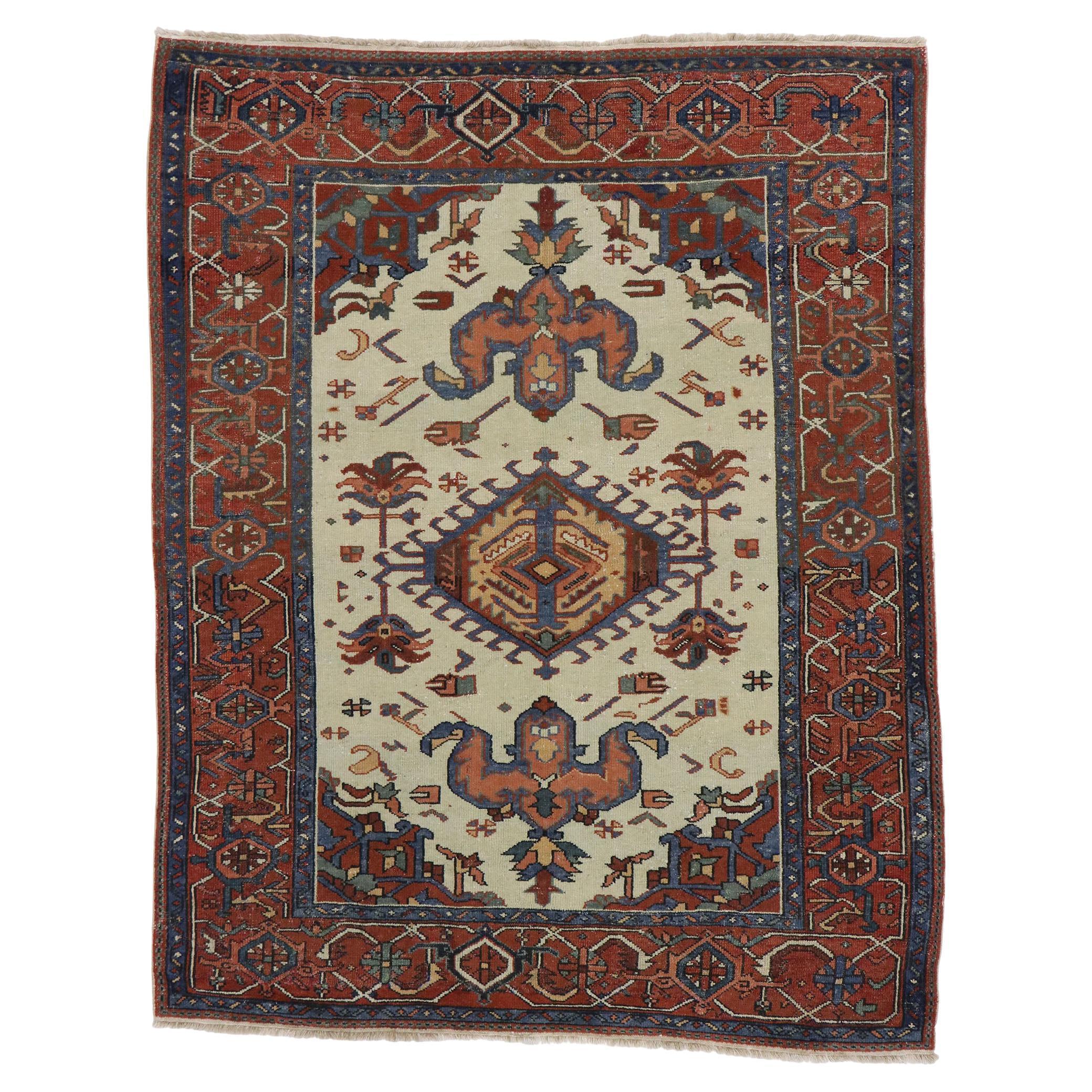 Antique Persian Serapi Rug with Modern Tribal Style For Sale