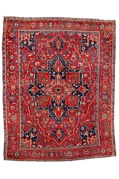 Antique Persian Serapi Rug with Monumental Medallion