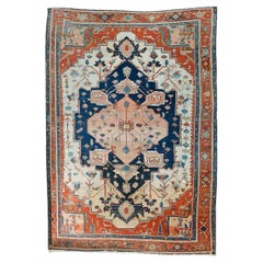 Antique Persian Serapi Vegetable Dyed 10'x14' Oriental Wool Rug C1880