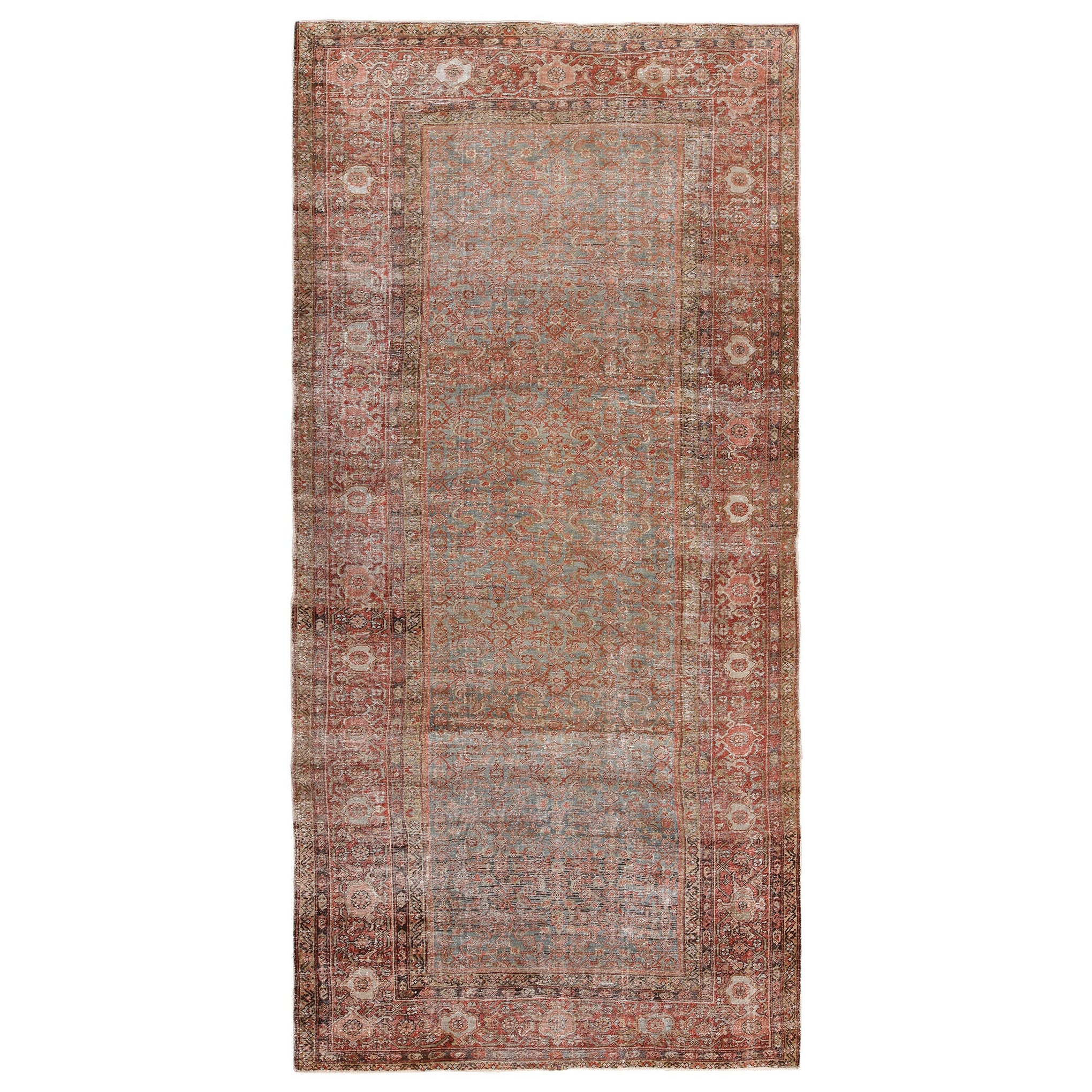 Antiker persischer Sultanabad-Teppich im Shabby-Chic-Stil des 19. Jahrhunderts 6'7" x 13'3" im Angebot