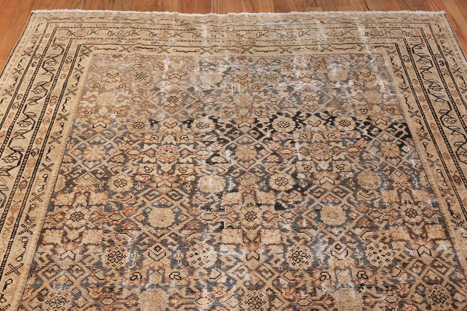 Antique Persian Shabby Chic Malayer Wide Hallway Gallery Rug.  In Distressed Condition In New York, NY