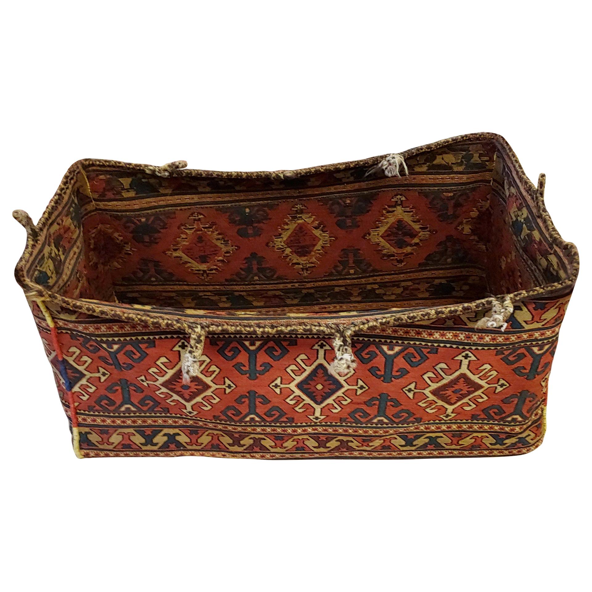 Antique Persian Shahsavan Mafrash Storage Bag, Soumak & Kelim Weave, Wool, 1920 For Sale