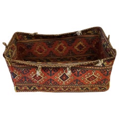 Antique Persian Shahsavan Mafrash Storage Bag, Soumak & Kelim Weave, Wool, 1920