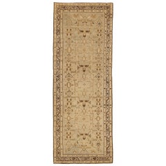 Antique Persian Shahsavan Runner Rug with Geometric Details on Ivory Field