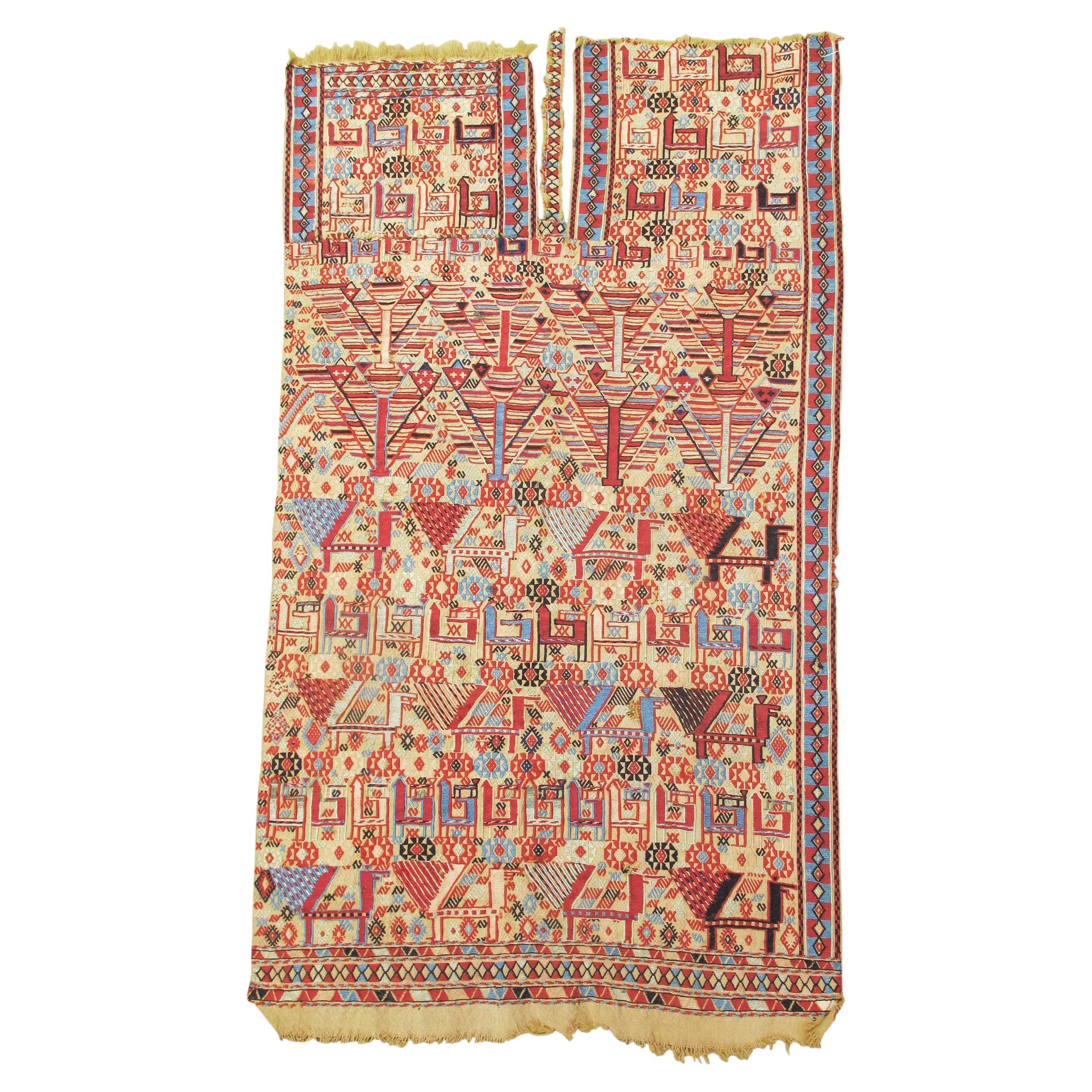 Ancien tapis persan Shahsevan, Fragment de couverture de cheval, 19e siècle