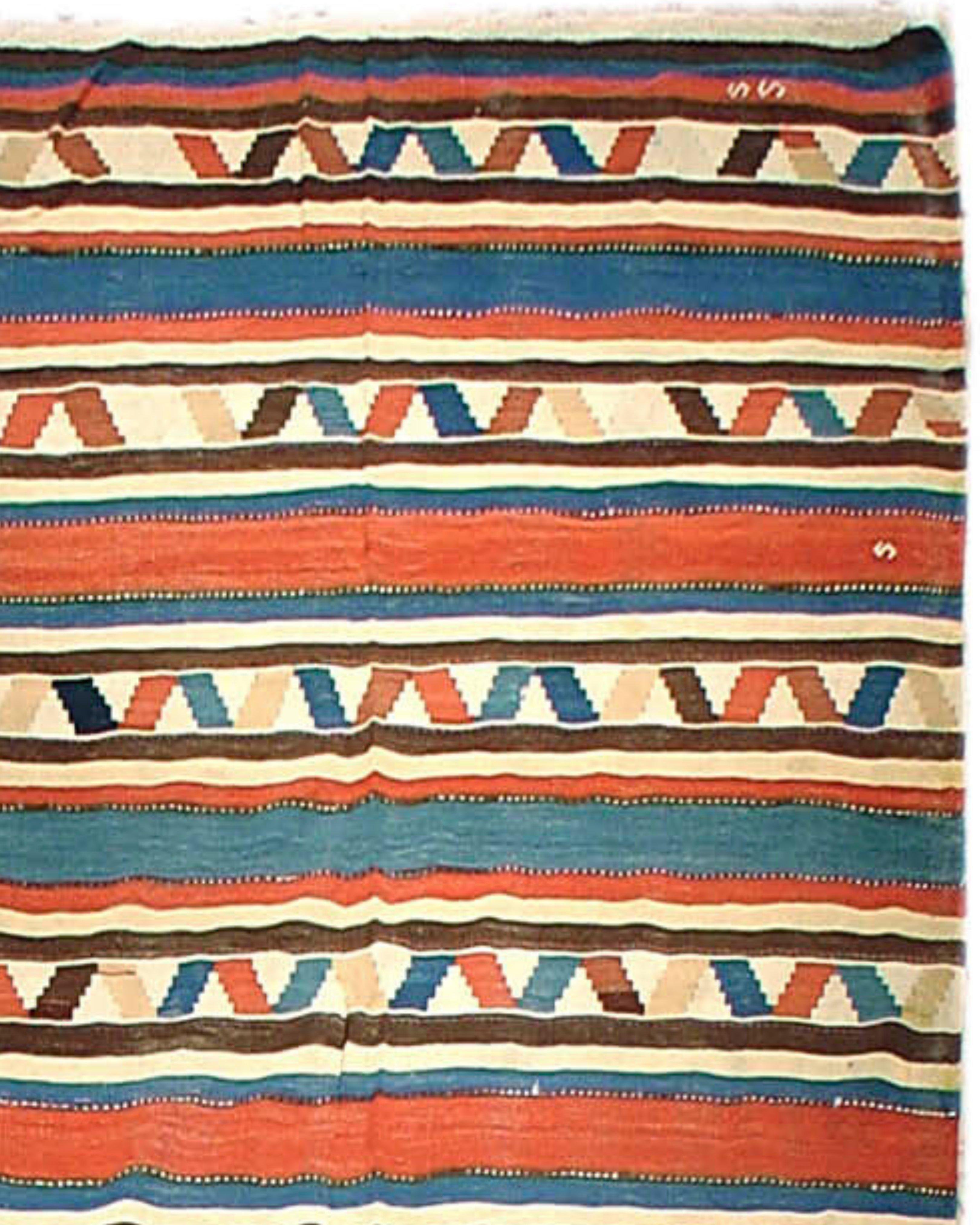 Hand-Knotted Antique Persian Shahsevan Kilim, 19th Century For Sale