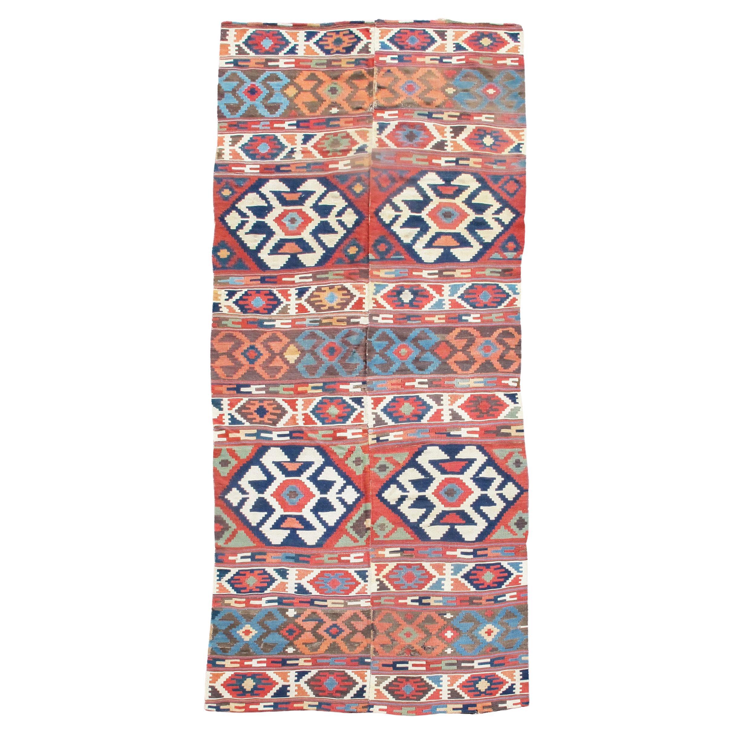 Ancien tapis persan Shahsevan Kilim, fin du 19e siècle