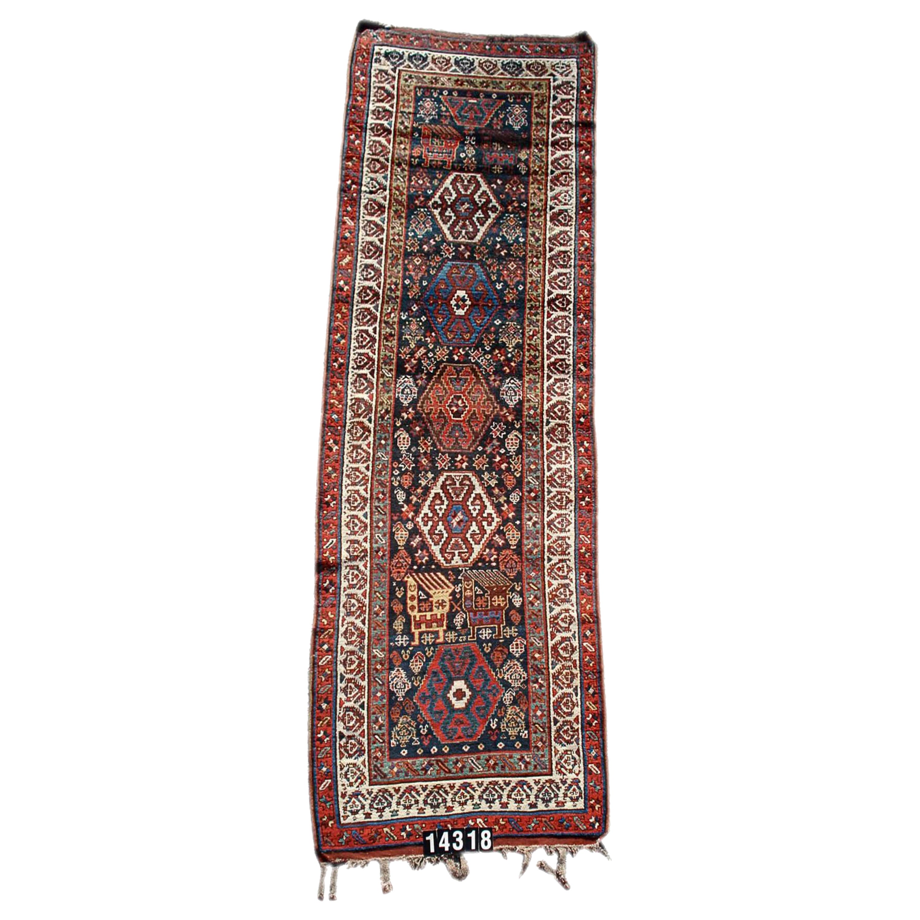 Antigua alfombra persa Shahsevan, Siglo XIX