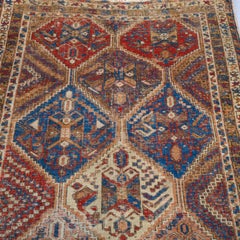 Antique Persian Shield Afshar Oriental Rug, circa 1900