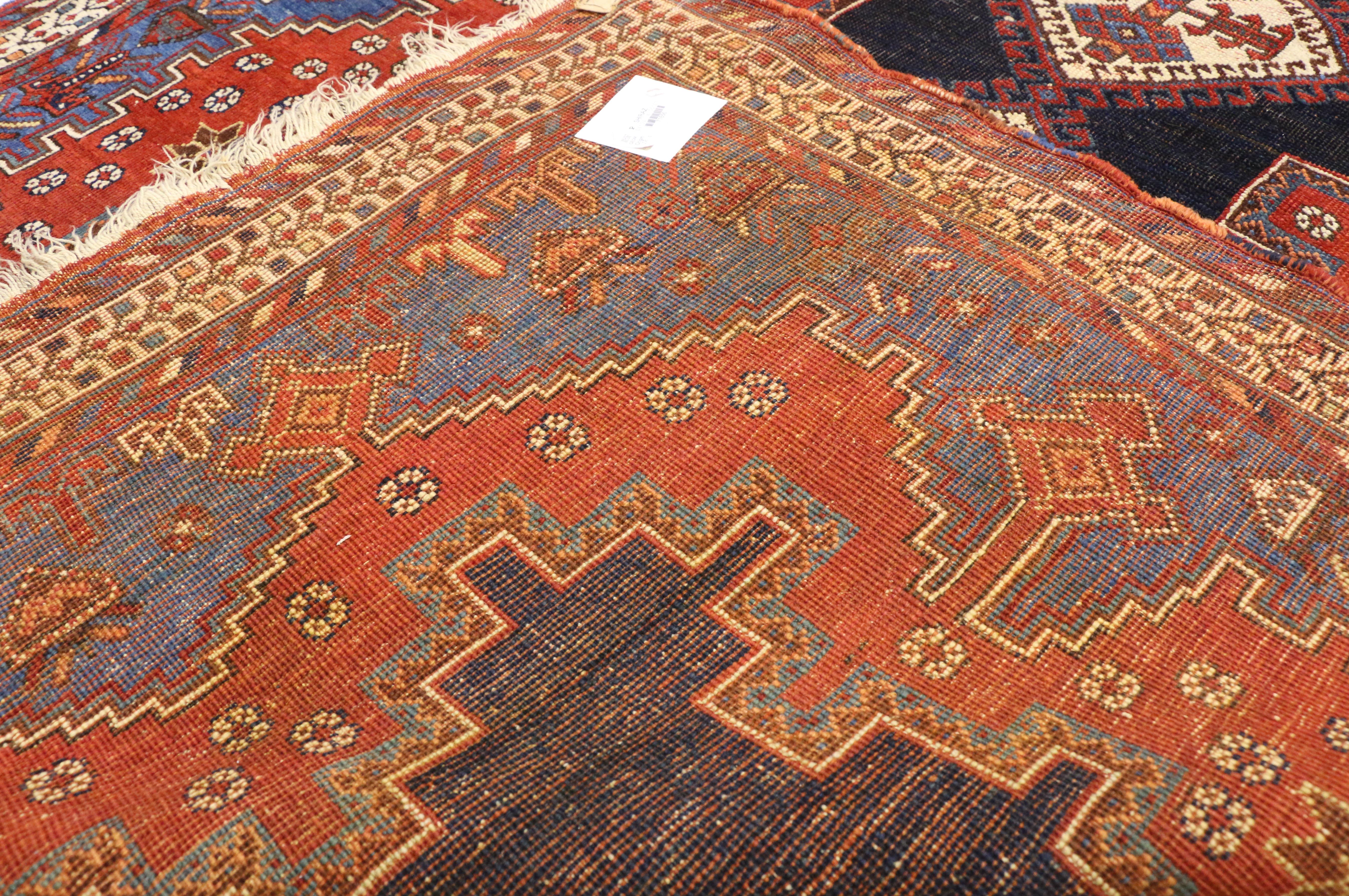 Antique Persian Shiraz Accent Rug with Modern Tribal Style For Sale 3