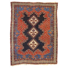 Ancien tapis persan d'appoint Shiraz de style tribal moderne