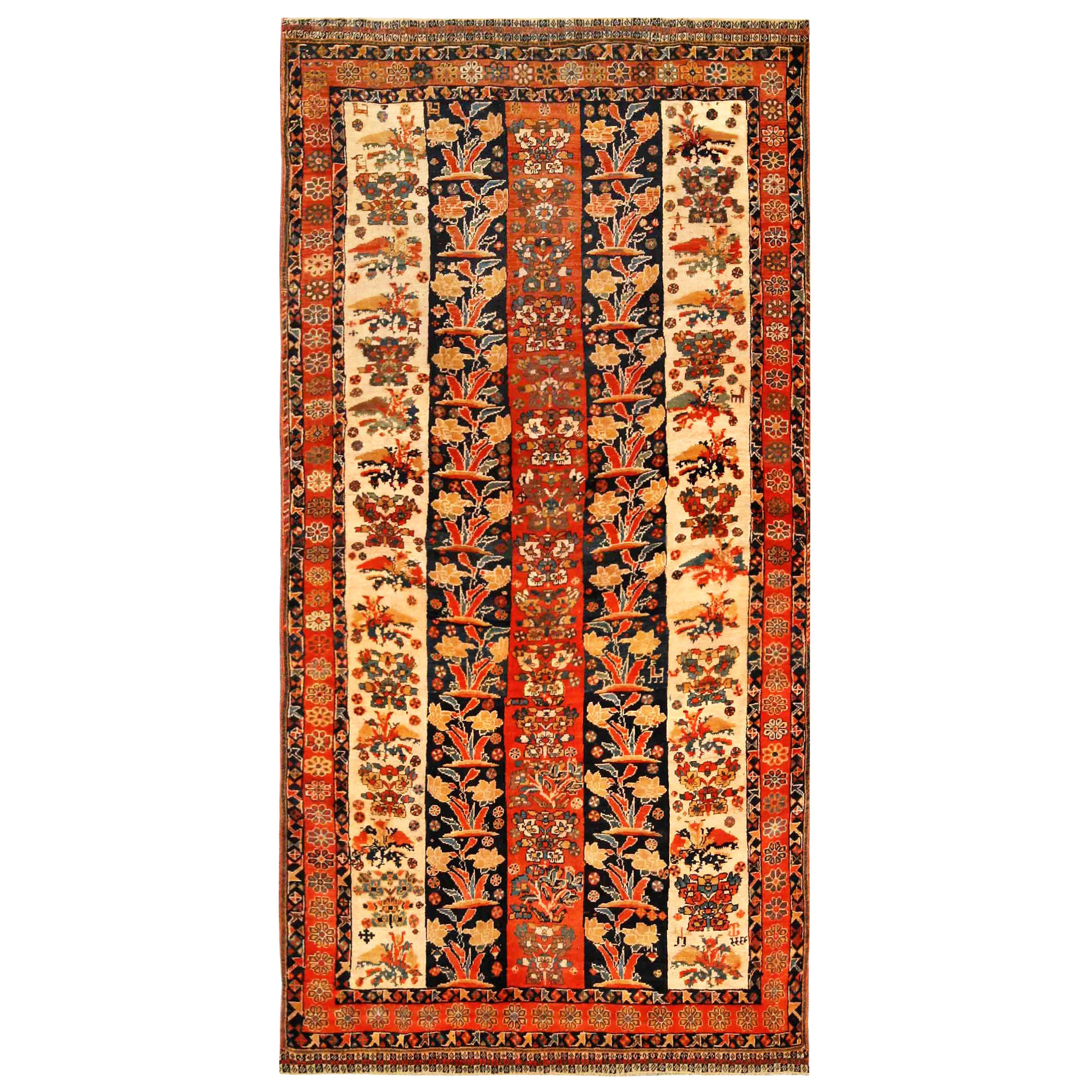 Doris Leslie Blau Collection Antique Persian Shiraz Red Black Handmade Wool  Rug For Sale at 1stDibs