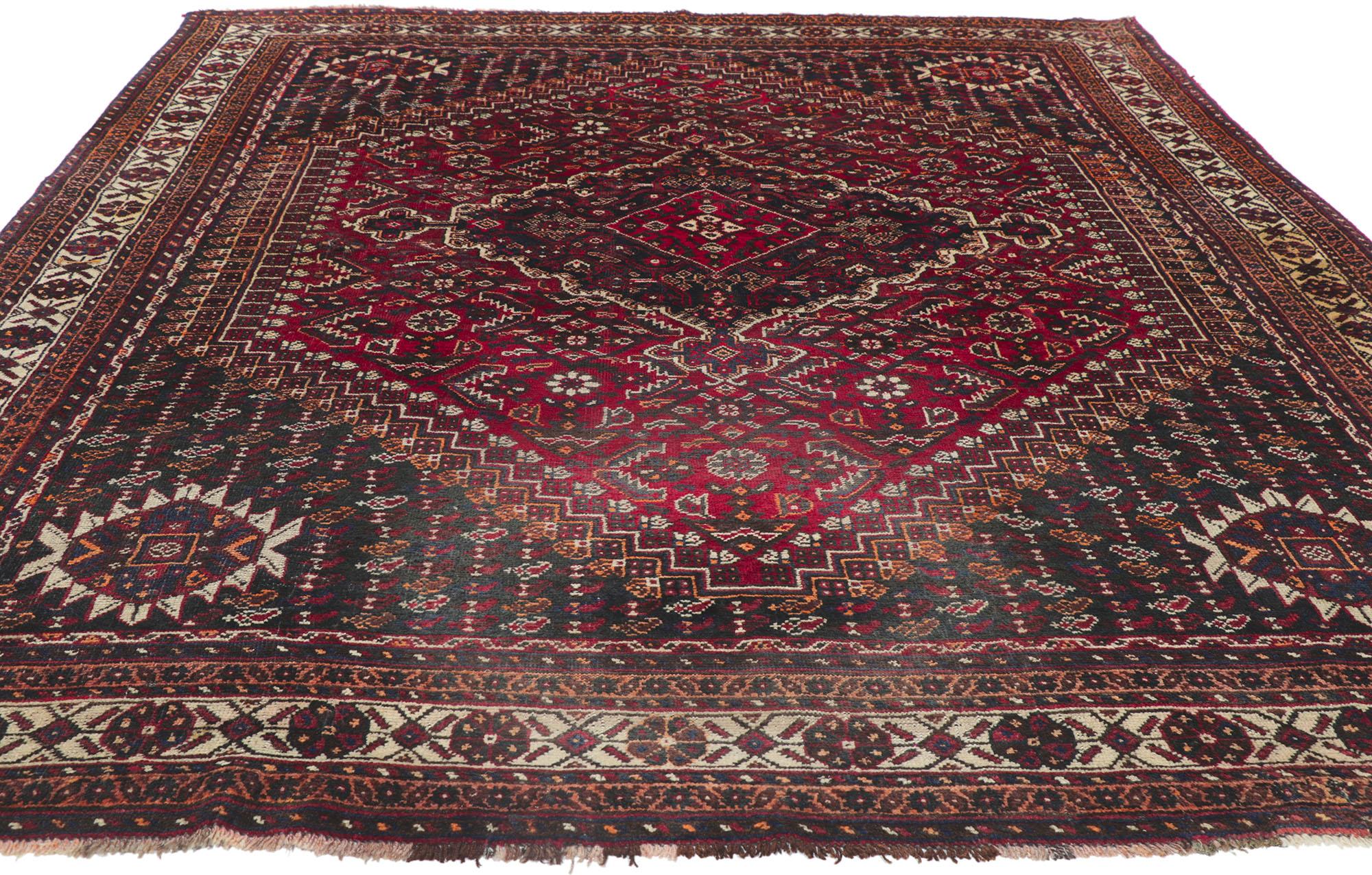 Alfombra Persa Antigua Shiraz Diamante Moderno en venta