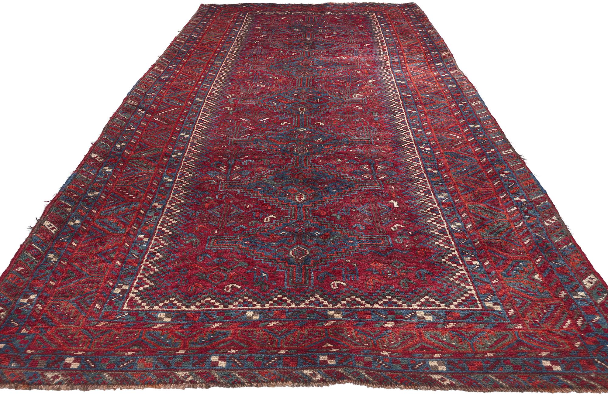 Tribal Antique Persian Shiraz Diamond Carpet For Sale