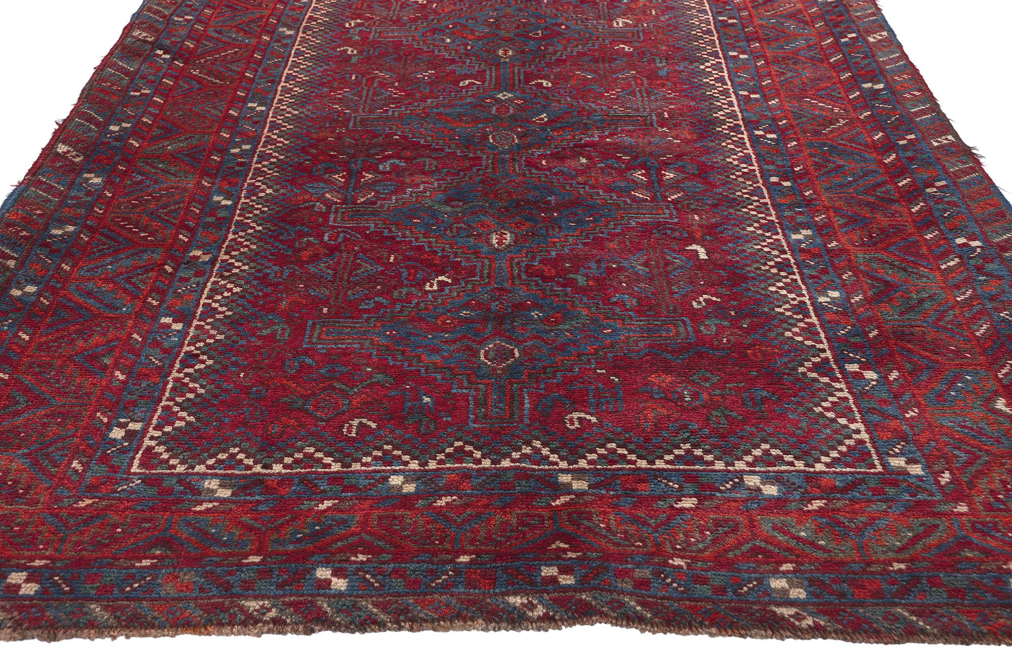 Hand-Knotted Antique Persian Shiraz Diamond Carpet For Sale