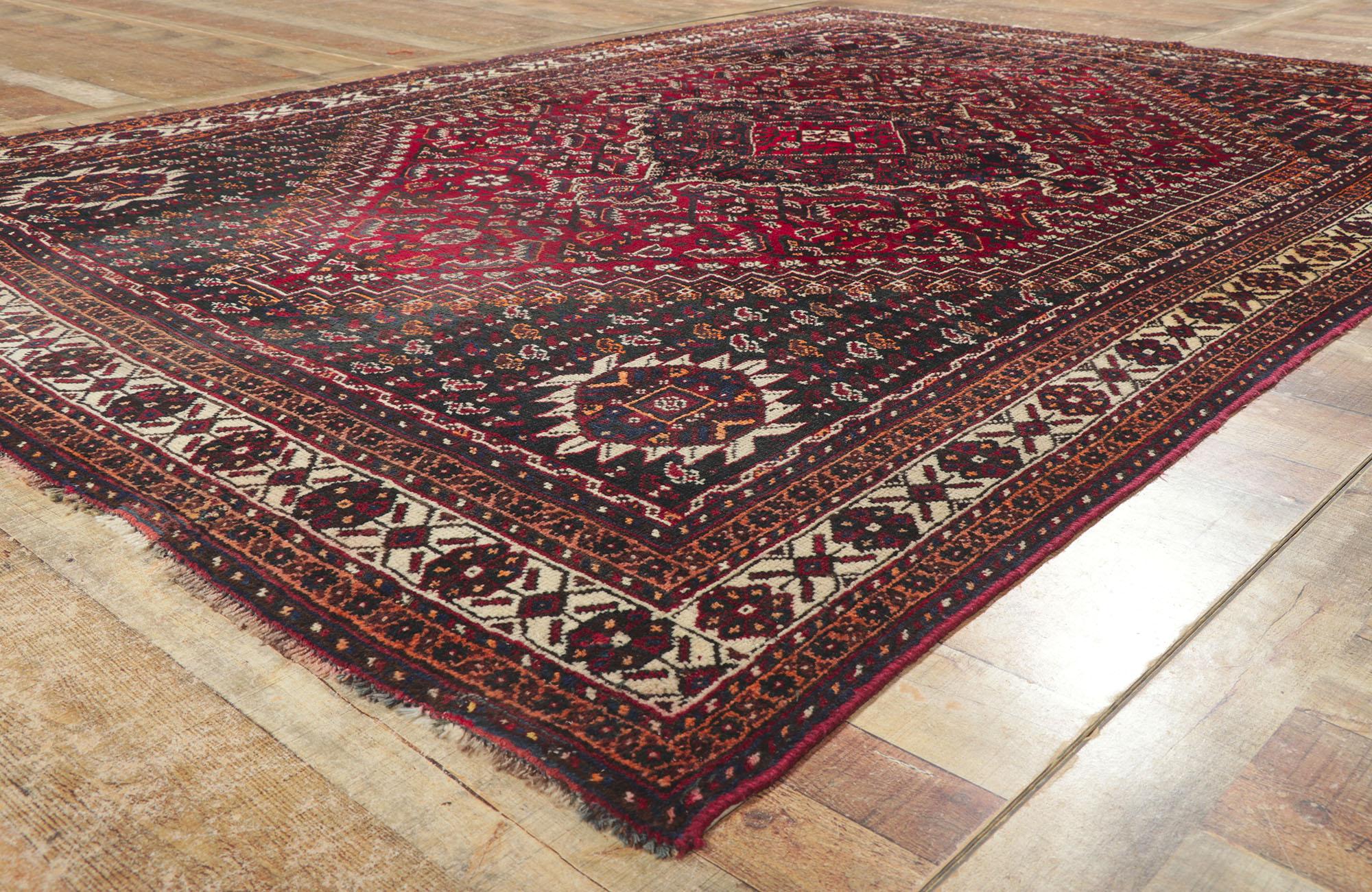Alfombra Persa Antigua Shiraz Diamante siglo XX en venta