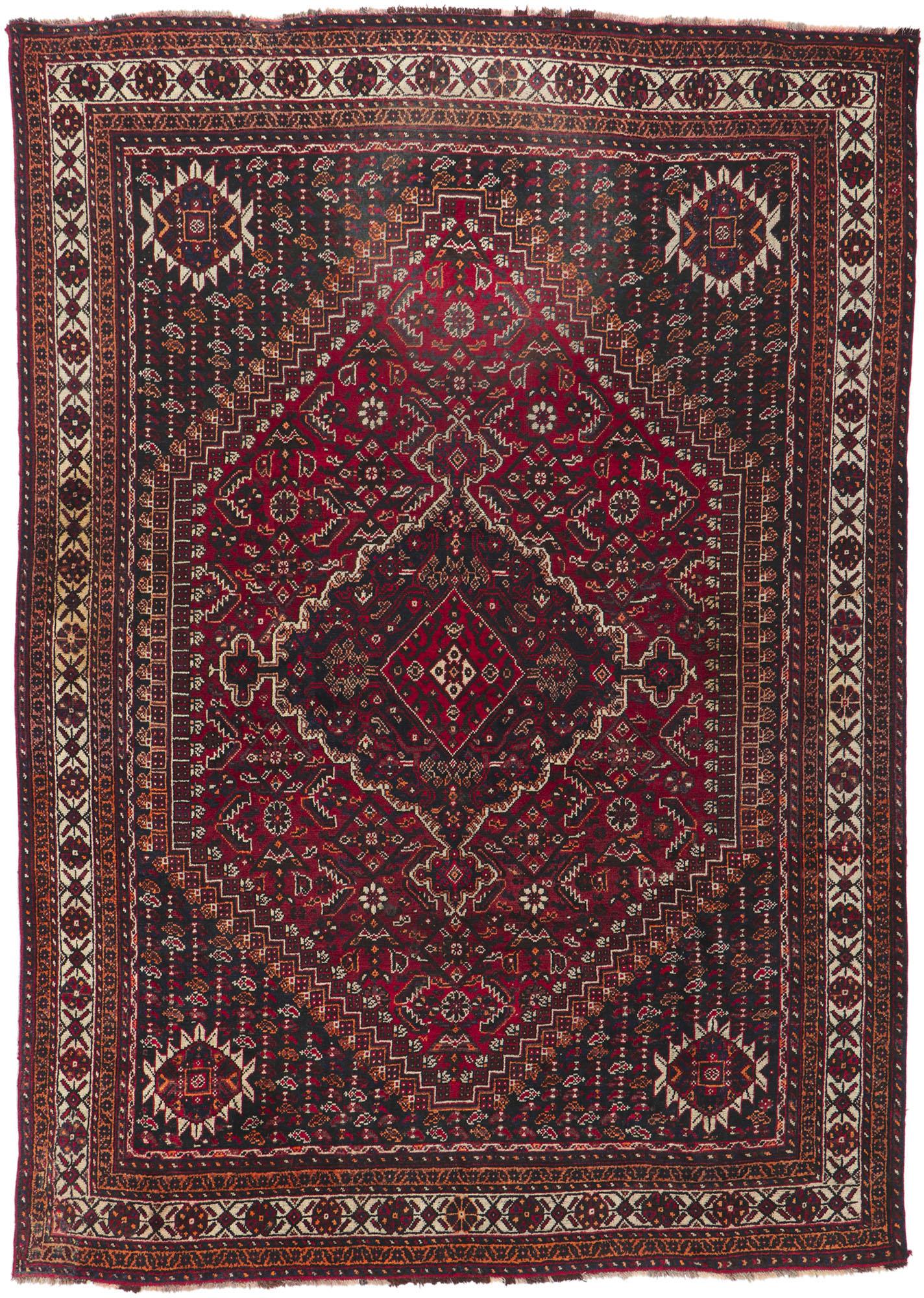 Alfombra Persa Antigua Shiraz Diamante en venta 2