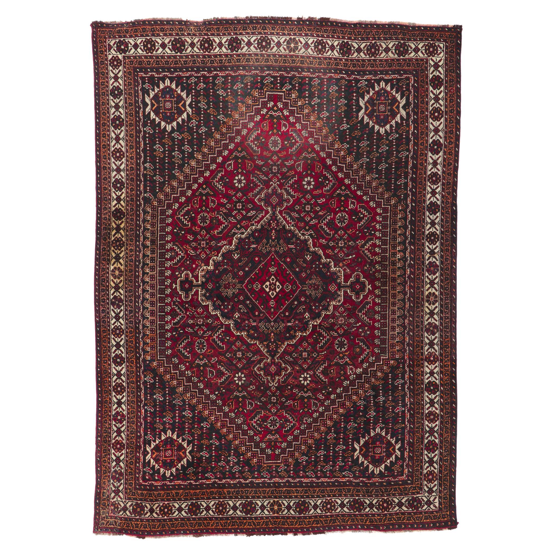 Antique Persian Shiraz Diamond Carpet