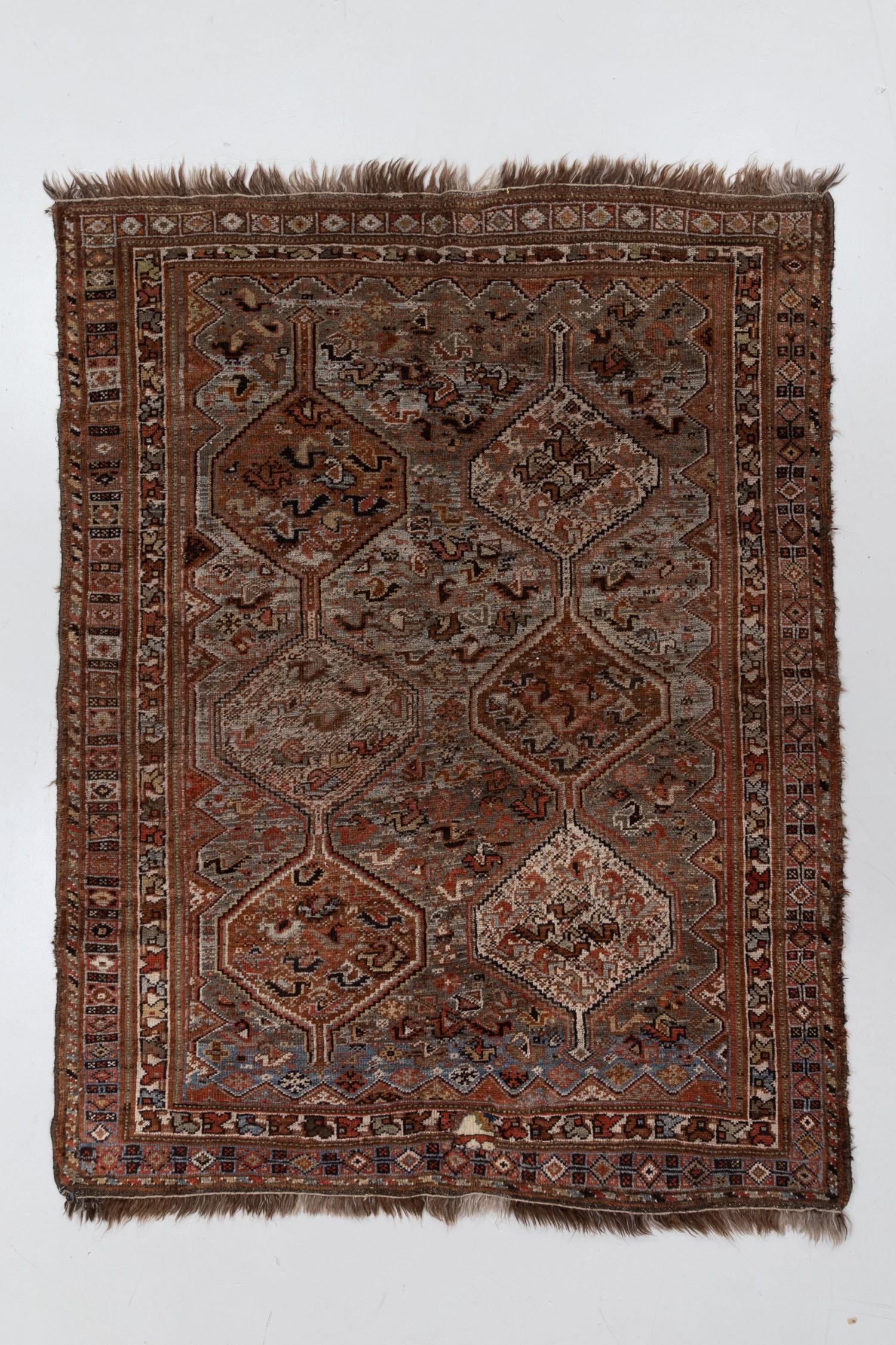 Hand-Knotted Antique Persian Shiraz Rug For Sale