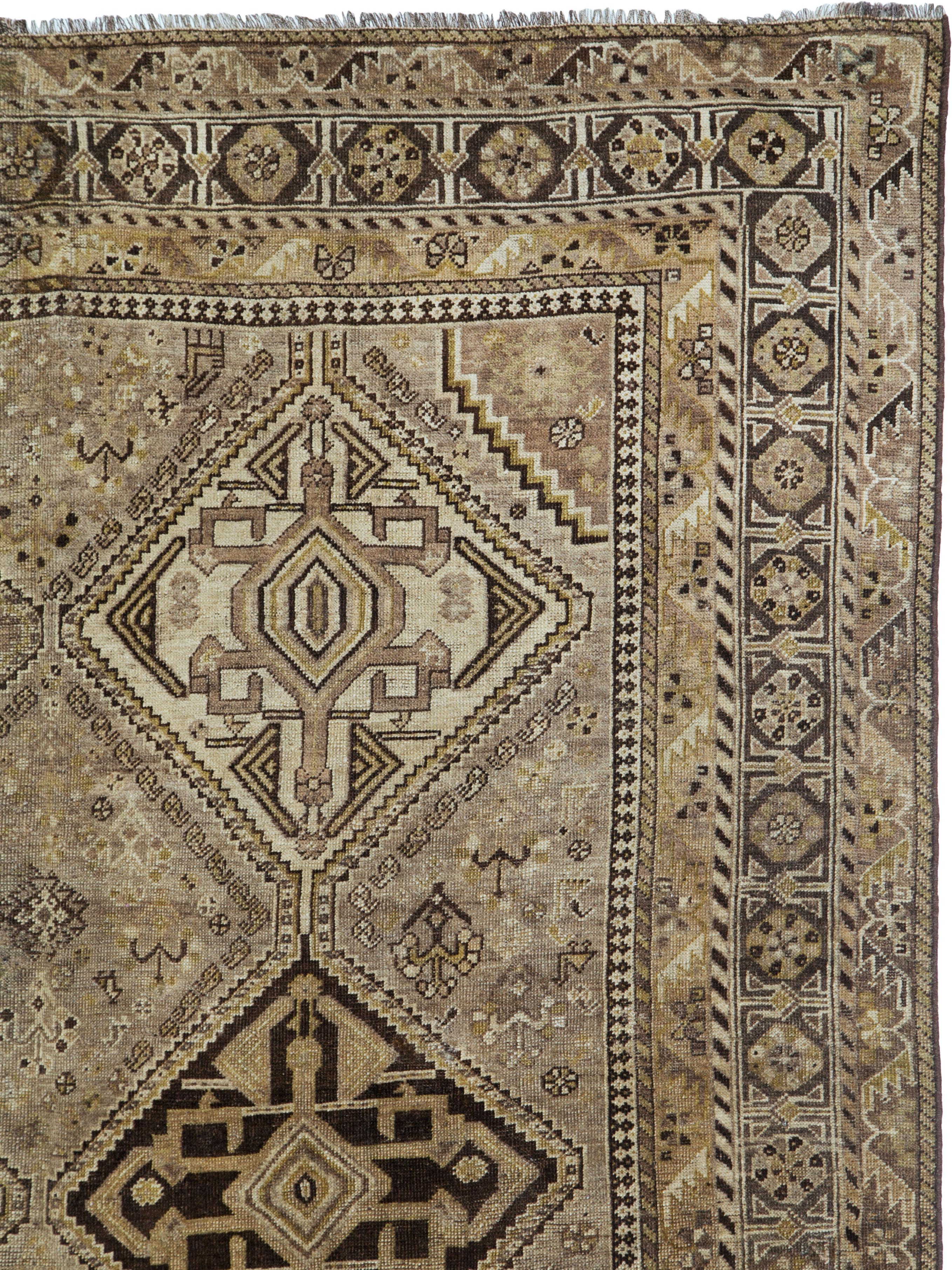 Tribal Antique Persian Shiraz Rug For Sale