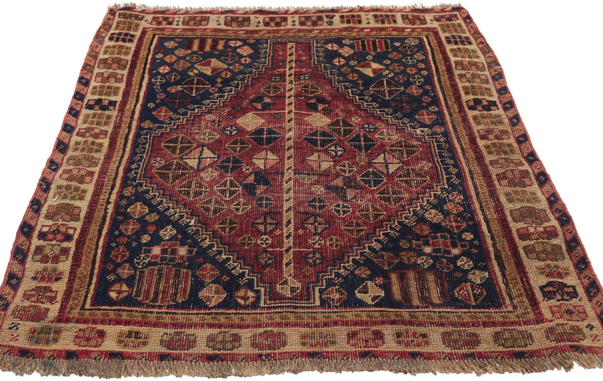 Tribal Antique Persian Shiraz Rug For Sale