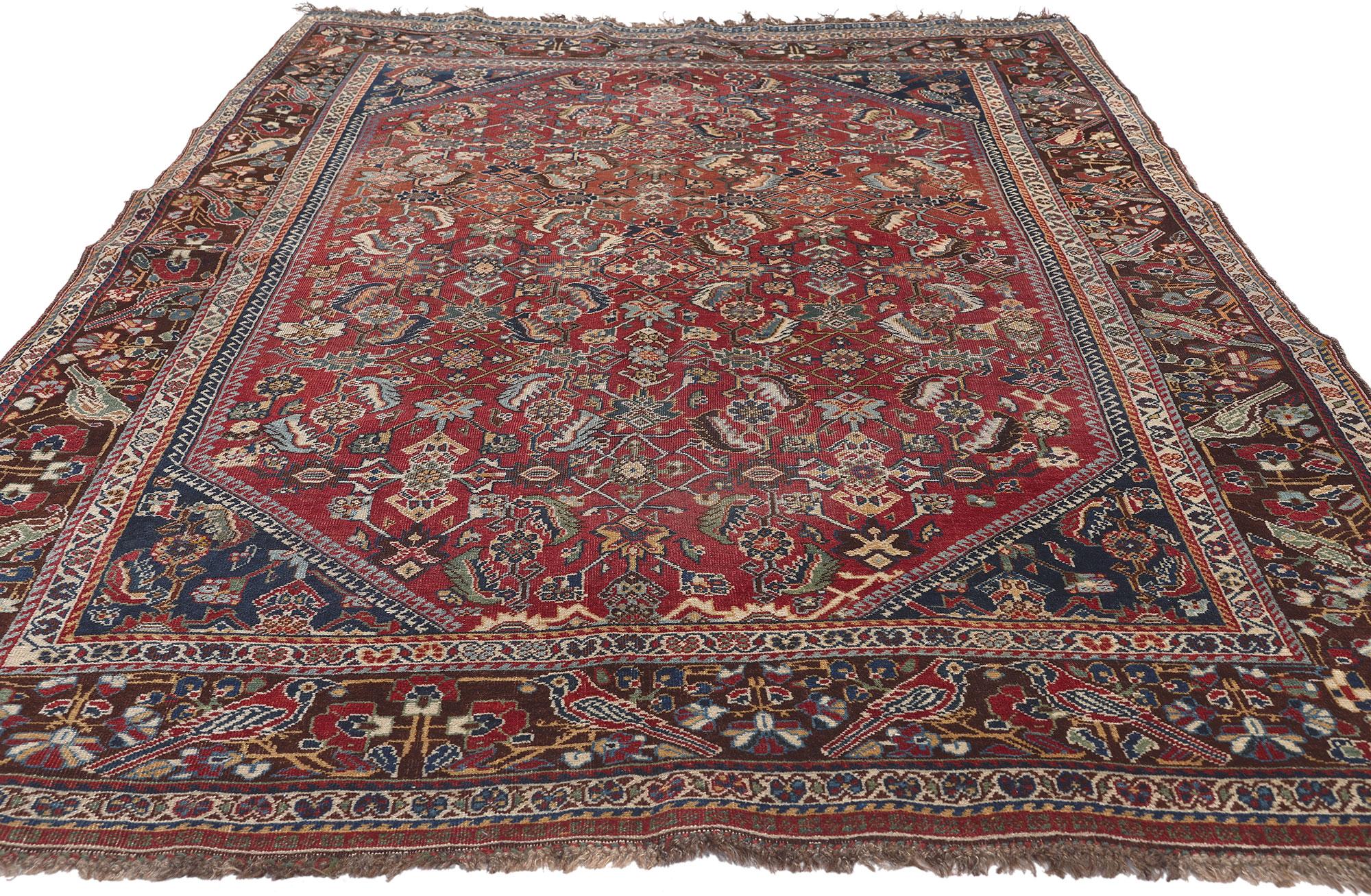 Rustic Antique Persian Shiraz Rug For Sale