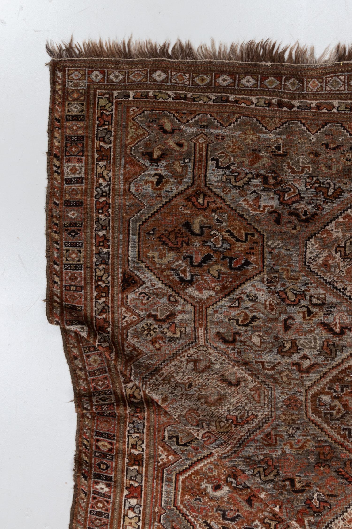 Wool Antique Persian Shiraz Rug For Sale