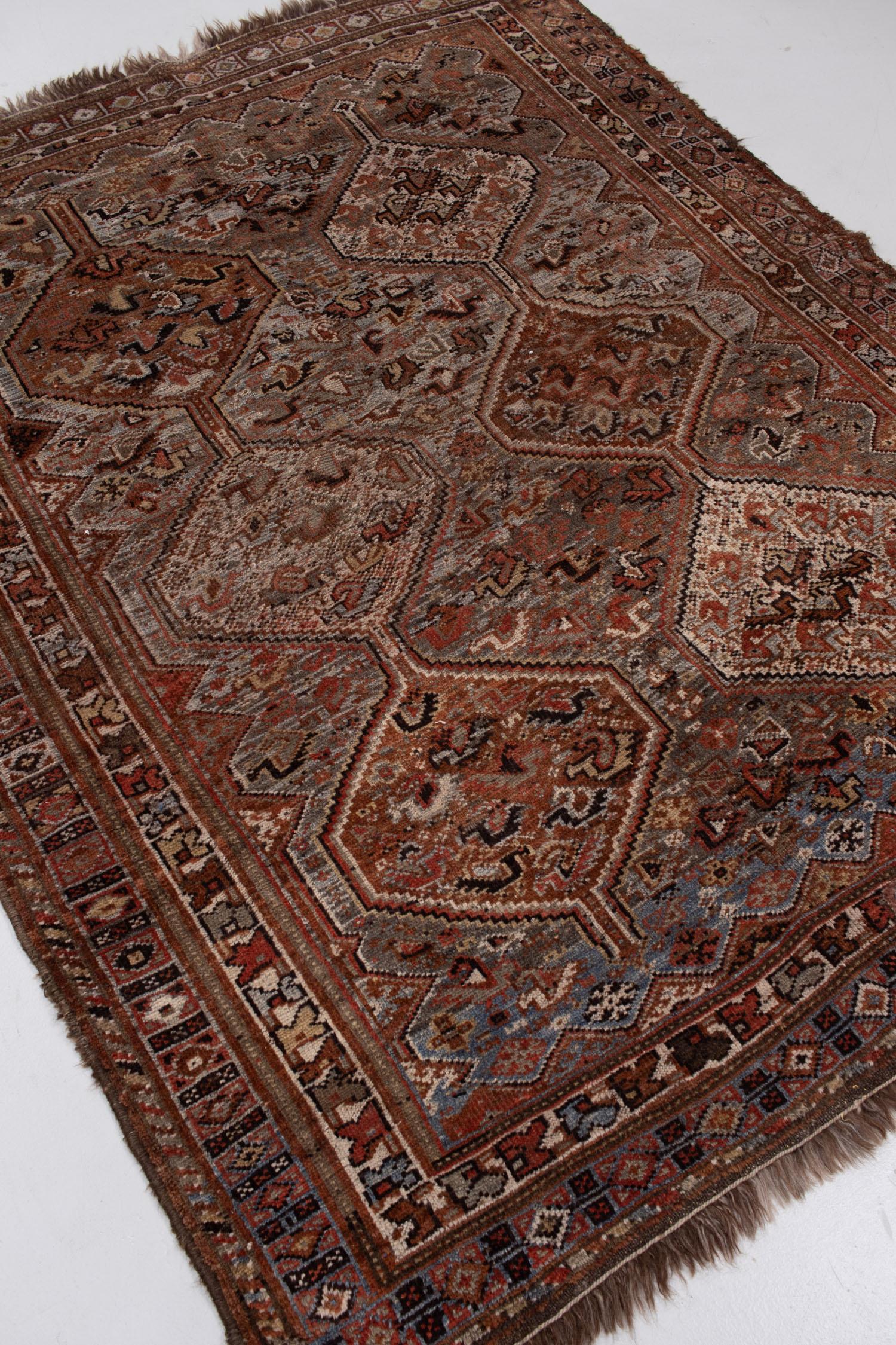 Antique Persian Shiraz Rug For Sale 3