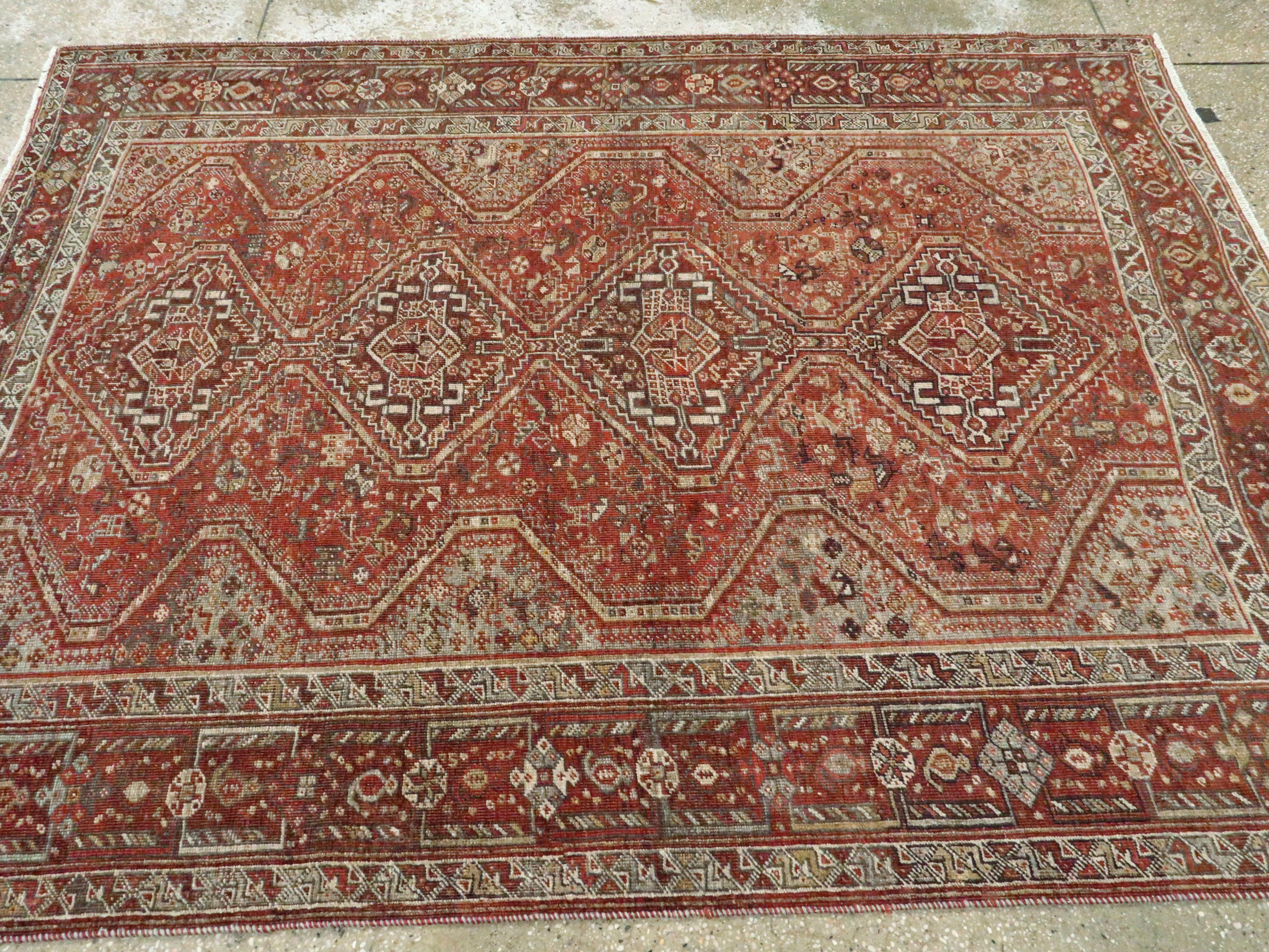 Antique Persian Shiraz Rug For Sale 1