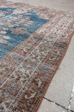 Antique Persian Shiraz Rug, Teal Medallion, circa 1930s