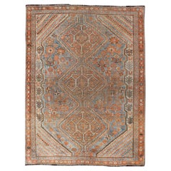 Antique Persian Shiraz Rug with Central Geometric Medallions 3'8 x 5'1