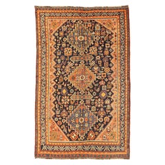 Antique Persian Shiraz Rug with Floral and Geometric Medallions Allover