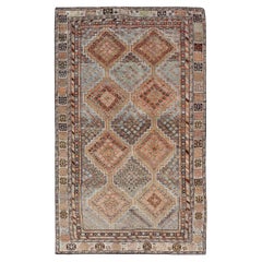 Antique Persian Shiraz Rug with Geometric Diamond Motif Medallions 4'7 x 8'0