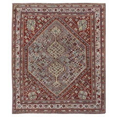 Antique Persian Shiraz Rug With Geometric Tribal Design 5'0"X6'1"