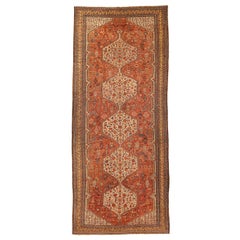 Vintage Persian Shiraz Rug with Ivory Floral Medallions on Orange & Beige Field