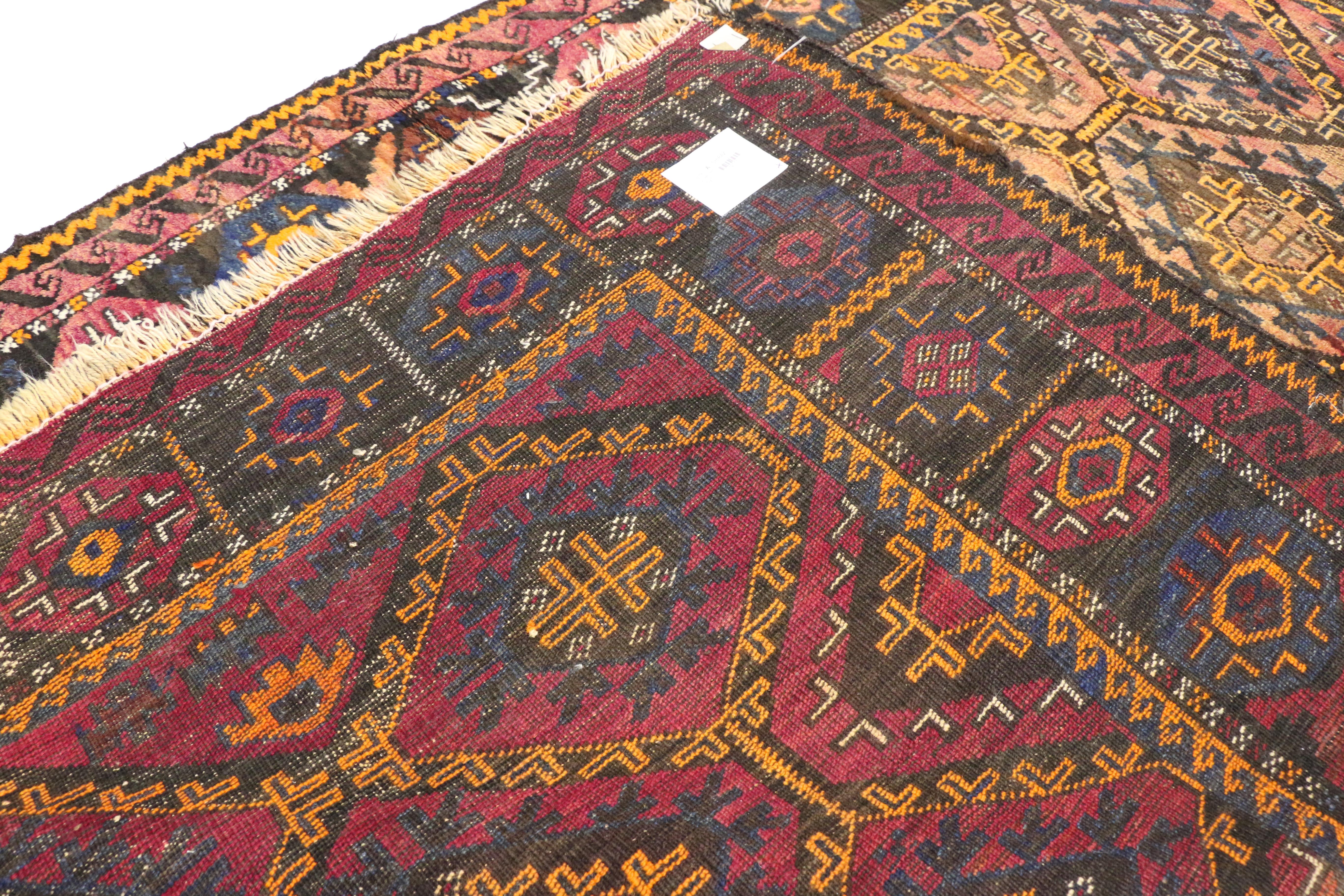 20th Century Antique Persian Shiraz Rug with Mid-Century Modern Tribal Style For Sale