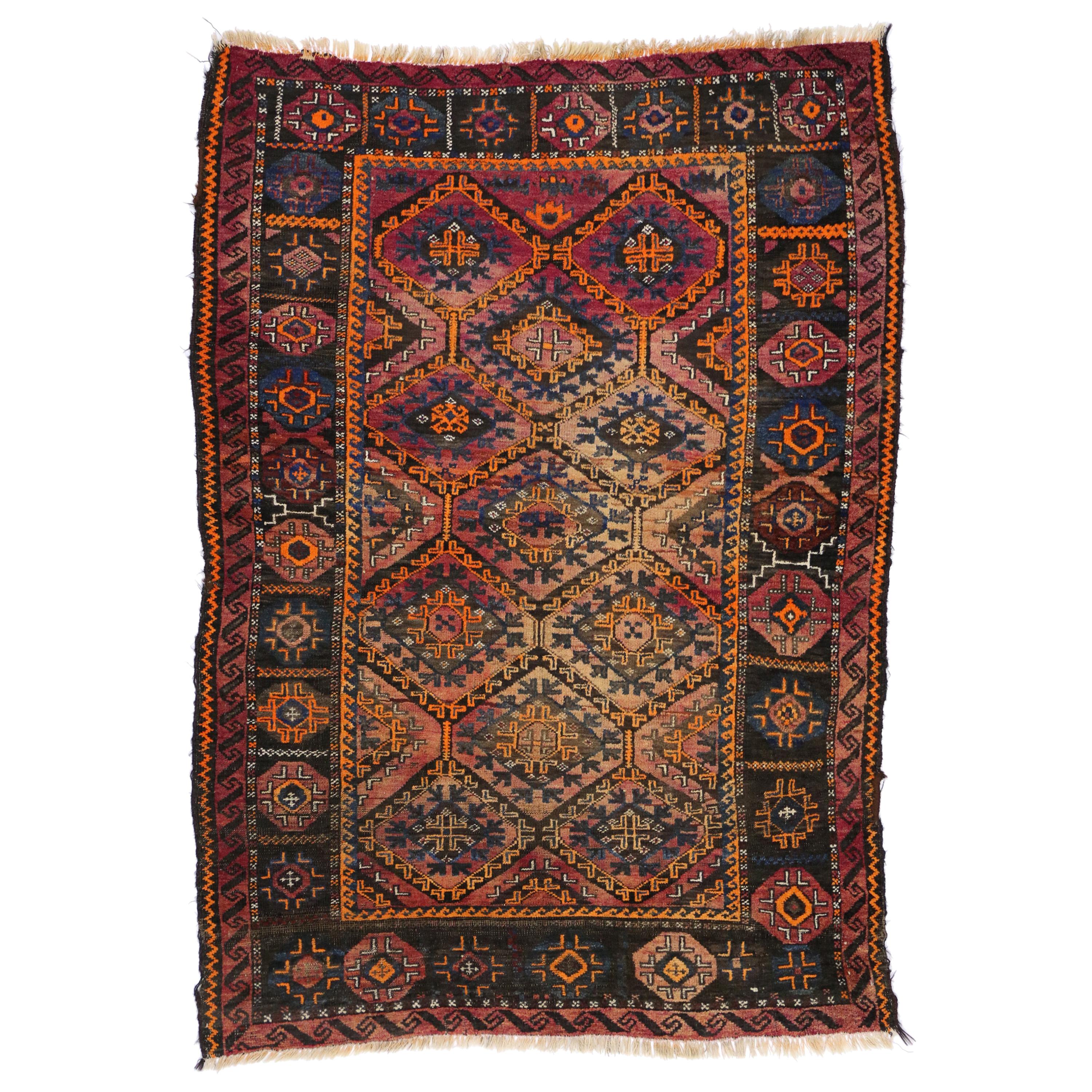 Antique Persian Shiraz Rug with Mid-Century Modern Tribal Style