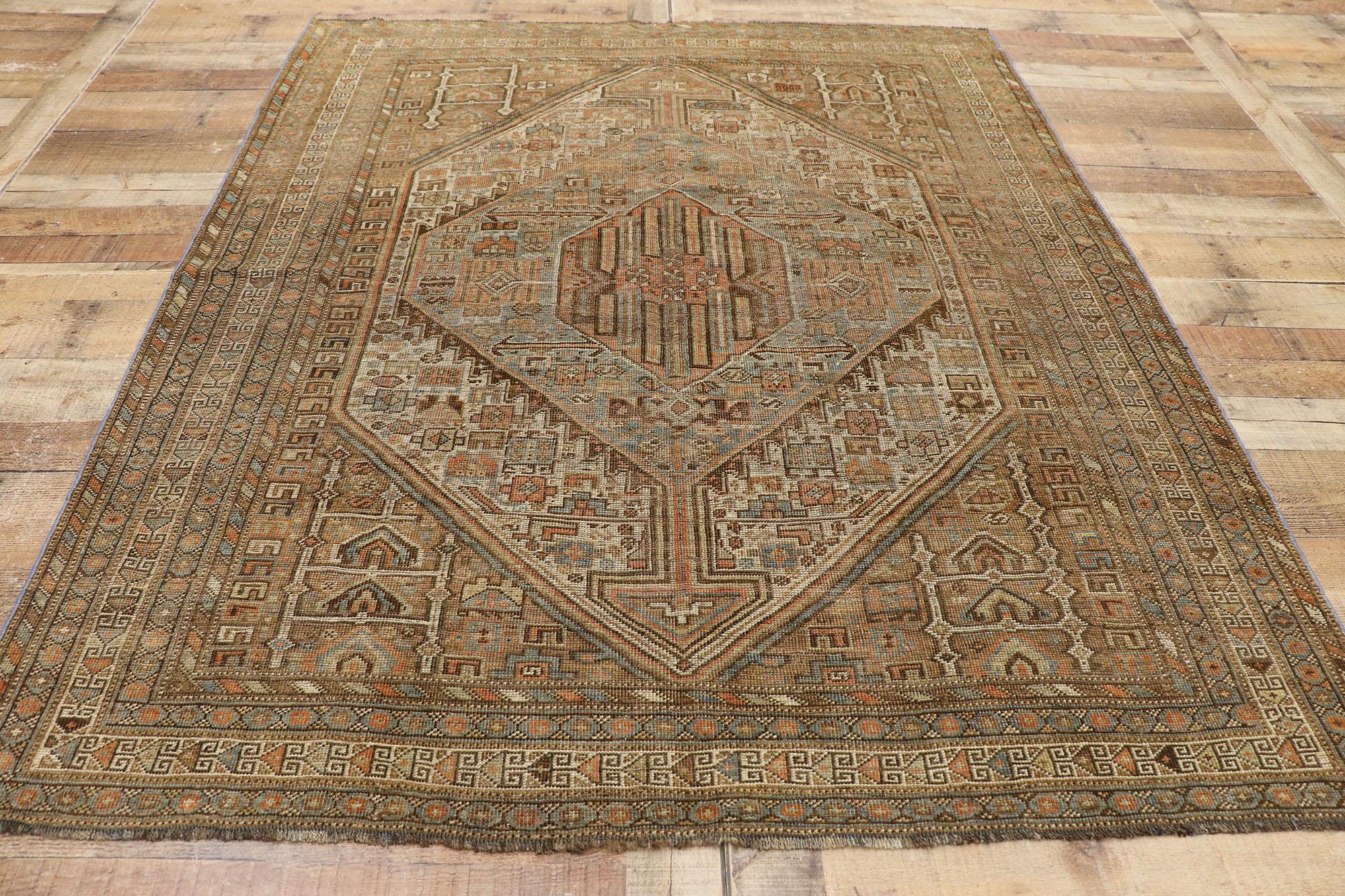 Antique Persian Shiraz Rug with Modern Tribal Style 1