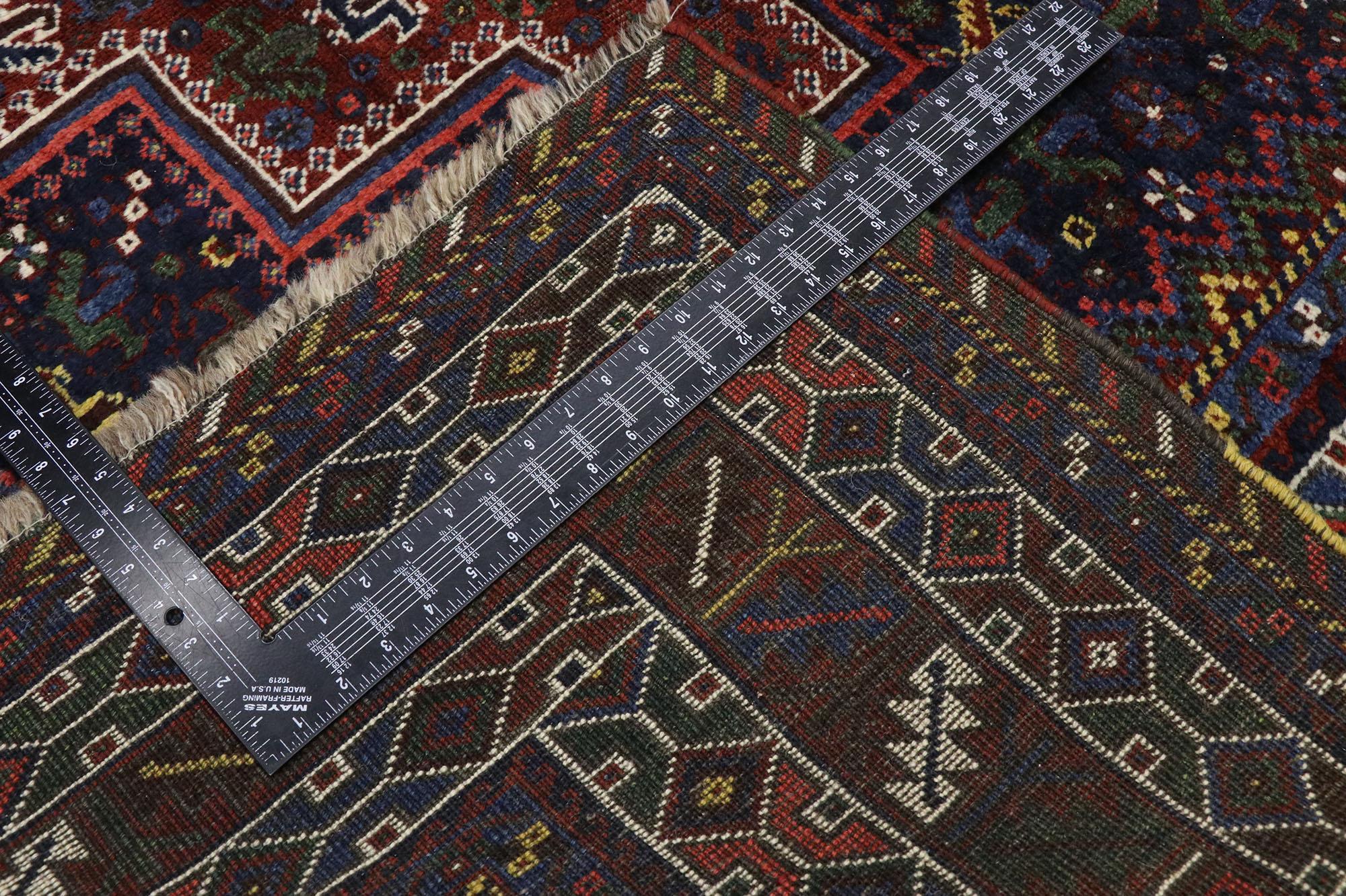 Hand-Knotted Antique Persian Shiraz Rug with Tribal Style and Nomadic Charm For Sale